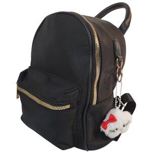 Like Dreams Mini Backpack. Black Nylon, Adjustable Straps, Bag Charm